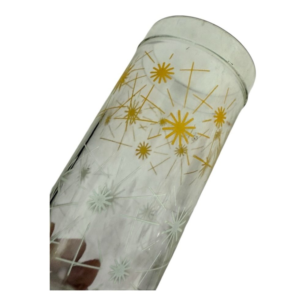 MCM 50s Vintage Atomic White And Yellow Starburst Glass - Picture 5 of 9